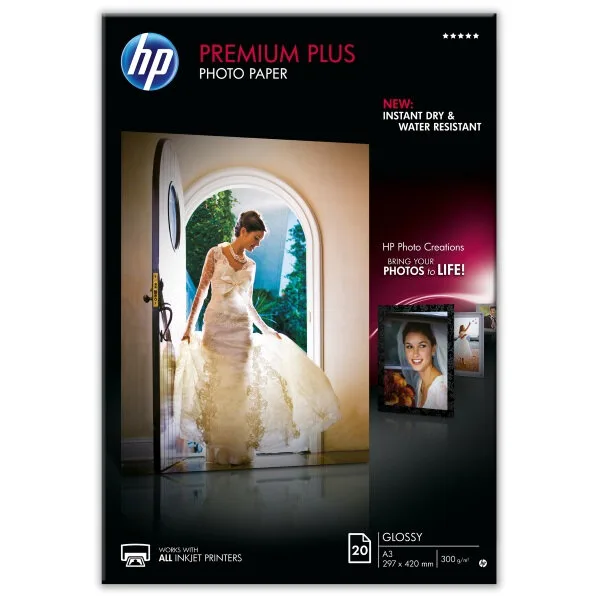 Фотобумага HP Premium Plus Высококачественная Глянцевая,300г/м2, A3(29,7X42)/20л. (CR675A) Фотобумага HP Premium Plus Высококачественная Глянцевая,300г/м2, A3(29,7X42)/20л. (CR675A)