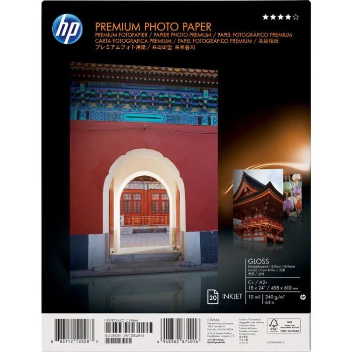 Глянцевая фотобумага НР Premium 20 листов (A2+, 458 x 610 мм, 240г/м2) (CZ986A)